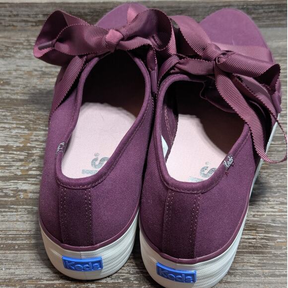 Keds Women's Burgundy Canvas Pointed Toe Ribbon Ballet Comfort Sneaker Size 9 - Picture 6 of 7
